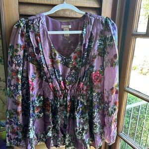 Sundance silk floral blouse medium